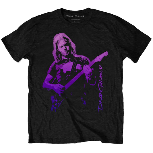 David Gilmour Pink Gradient Logo Unisex Black T-Shirt
